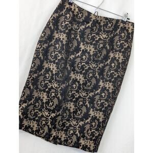 NWOT! WORTHINGTON! TAPESTRY WOVEN BLACK, GOLD "NUDE" SKIRT! SZ 10
